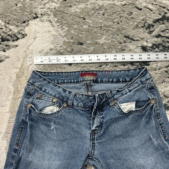 Vintage Bongo Fabulous Flared Jeans Womens 3 Blue Denim Cotton Stretch Low Rise - Picture 10 of 11